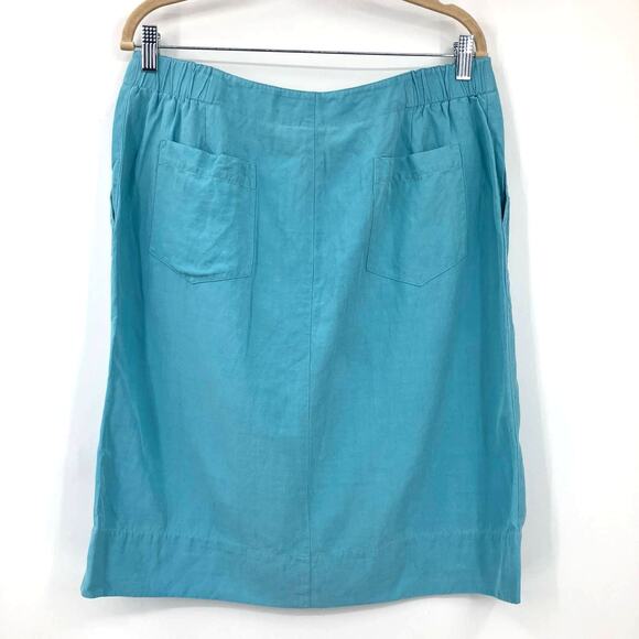 Vintage Easy Spirit Blue Silk Linen Blend Zip Lightweight Pockets Pencil Skirt - Picture 3 of 9